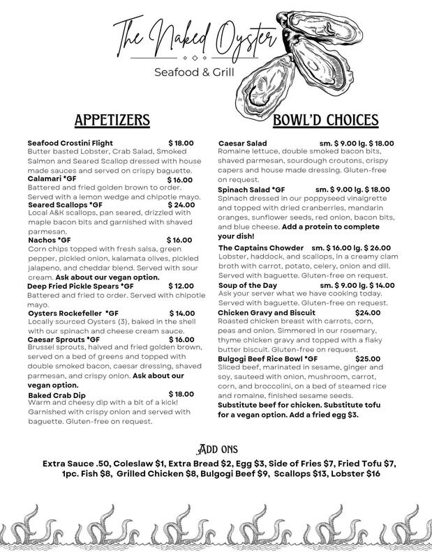 Apps / Soups &amp; Salad / Oysters