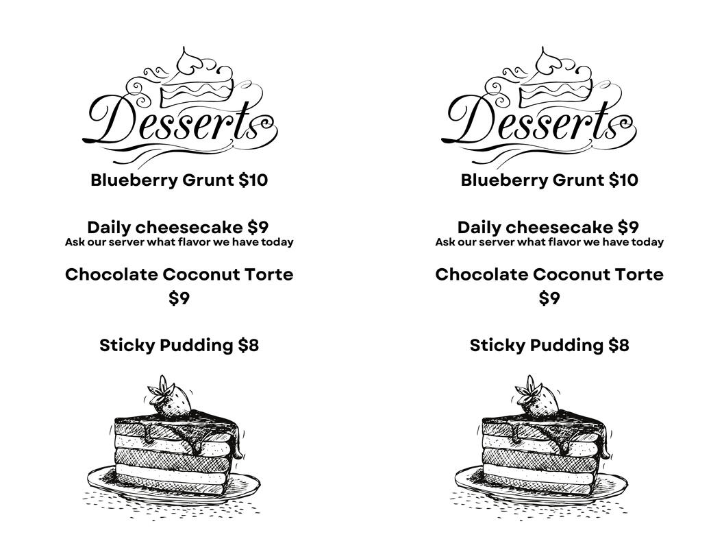 Dessert Menu