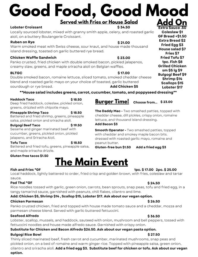 Menu Cont'd